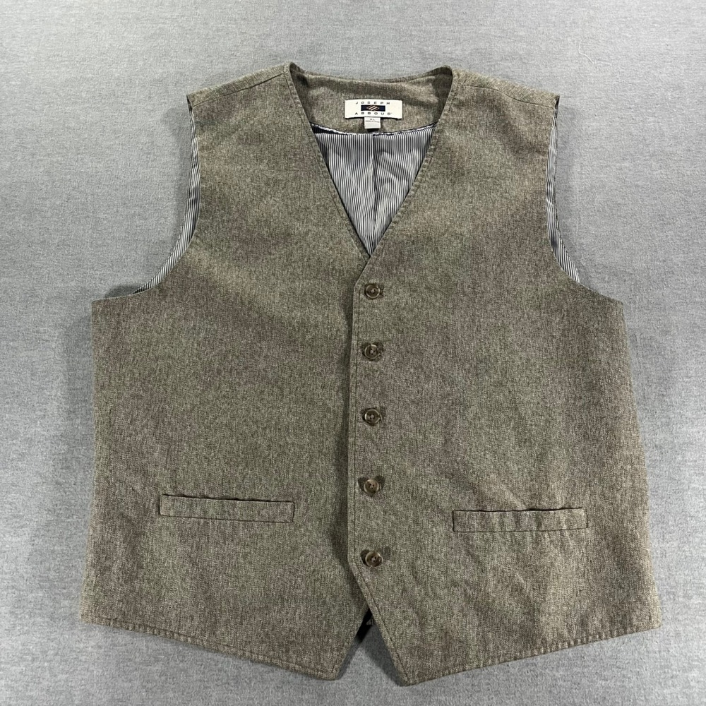 Joseph Abboud Mens XL Brown Heathered Button Front Dress Vest Pockets RN 77219